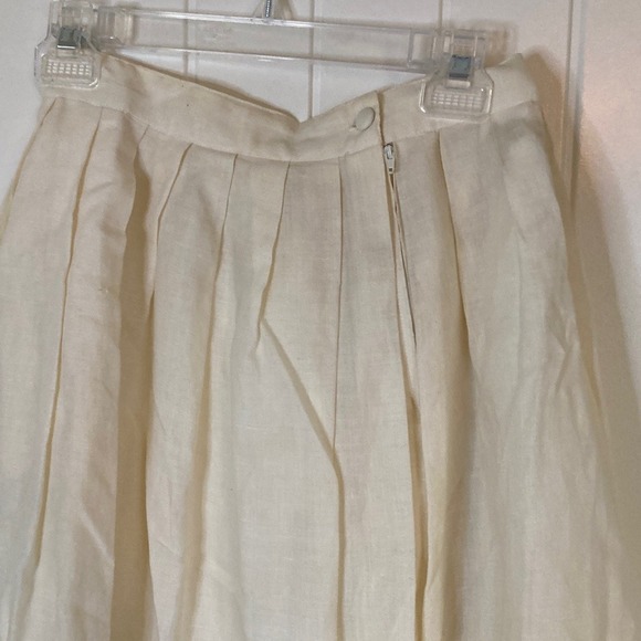 VTG‎ Nancy Crystal Cream Linen Embroidered Lace Trim Pleated Skirt Size 10 Fairy - Picture 10 of 13